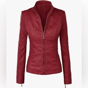 Faux Leather Jackets for Women Motorcycle PU Moto Biker Outwear Coat